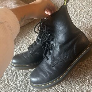 Black Leather Lace-Up Boots doc marten